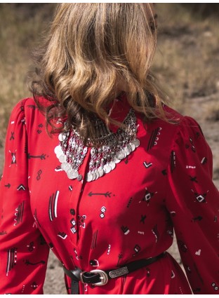 Vestido largo navajo rojo